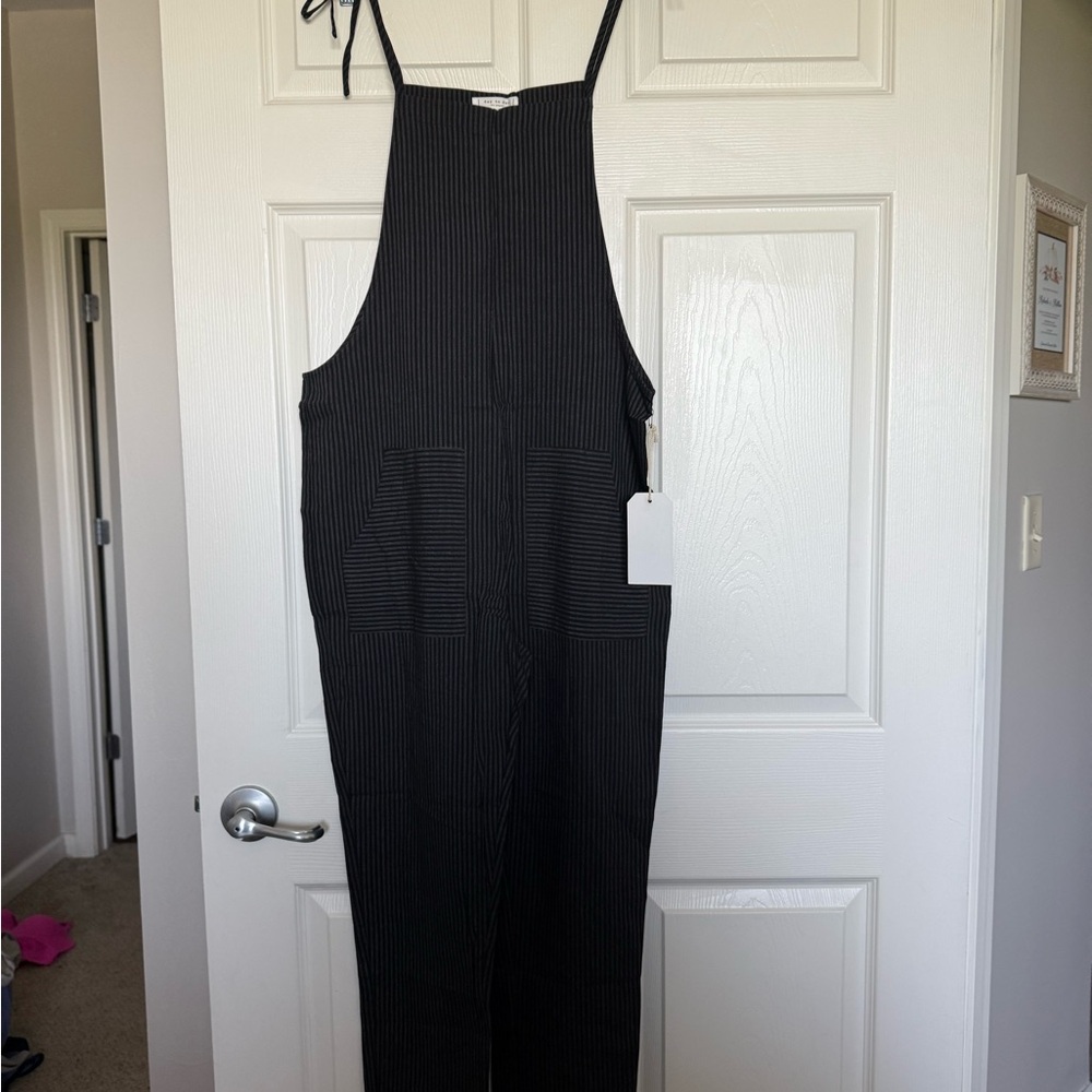 Black Pinstripe Overalls